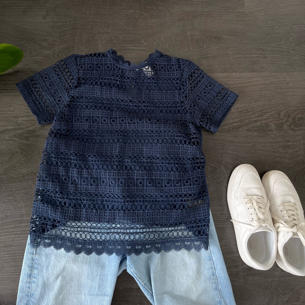 Embroidered/Crochet Style Top